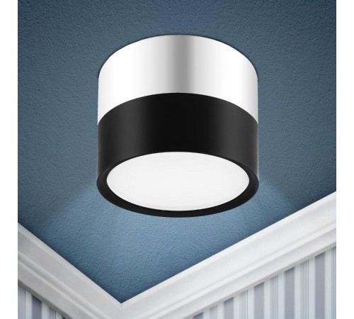 Светильник накладной подсветка OL7 GX53 BK/CH под лампу Gx53, алюминий, цвет черный+хром (40/1440)  Б0048531  ЭРА