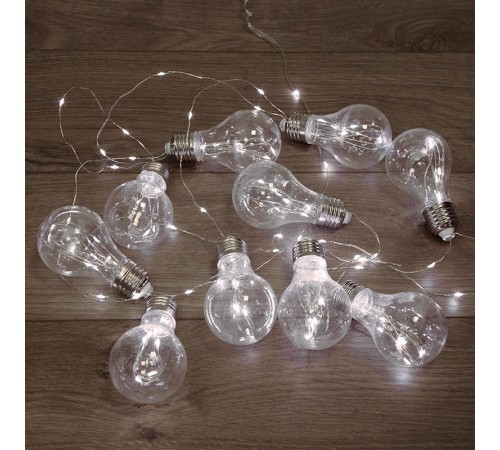 Гирлянда светодиодная Ретро-лампы 3 м, белое свечение, батарейки 3хАА  303-095  NEON-NIGHT