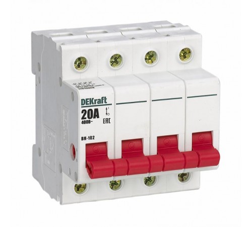 Выключатель нагрузки 4Р 20А ВН-102  17013DEK  DEKraft