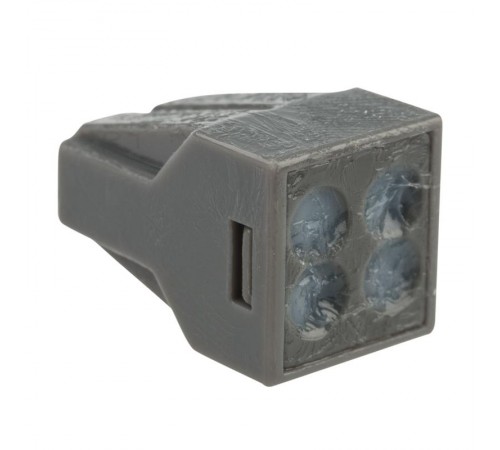 Экспресс-клемма с пастой, 4-проводная до 2,5 мм, серая (100 шт./уп.) (773-304)  07-3040  REXANT