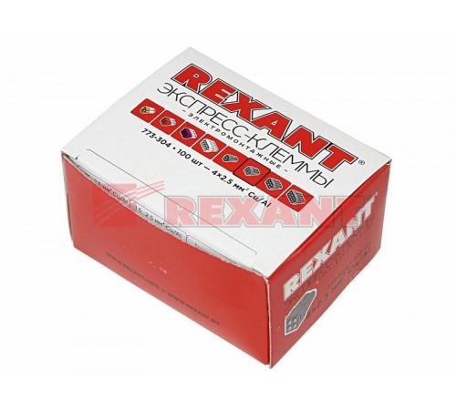 Экспресс-клемма с пастой, 4-проводная до 2,5 мм, серая (100 шт./уп.) (773-304)  07-3040  REXANT