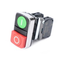 Кнопка SB4 двойная в сборе модульная 22мм зелен "I"+красн "O" металл 1НО+1НЗ  SB4BA73415  SE