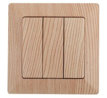 4-106-11 Intro Выключатель тройной, 10А-250В, СУ, Solo, сосна  Б0043304  Intro