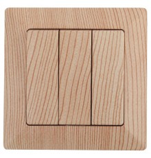 4-106-11 Intro Выключатель тройной, 10А-250В, СУ, Solo, сосна  Б0043304  Intro