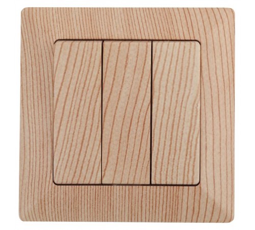 4-106-11 Intro Выключатель тройной, 10А-250В, СУ, Solo, сосна  Б0043304  Intro