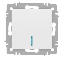 Выключатель Intro Accent 6-102-01М с подсветкой, 10А-250В, IP20, СУ, AL/CU, белый матовый  Б0063466  Intro