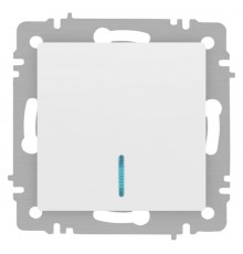 Выключатель Intro Accent 6-102-01М с подсветкой, 10А-250В, IP20, СУ, AL/CU, белый матовый  Б0063466  Intro