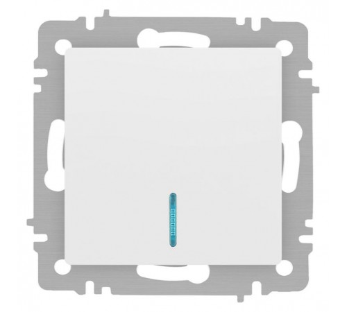 Выключатель Intro Accent 6-102-01М с подсветкой, 10А-250В, IP20, СУ, AL/CU, белый матовый  Б0063466  Intro
