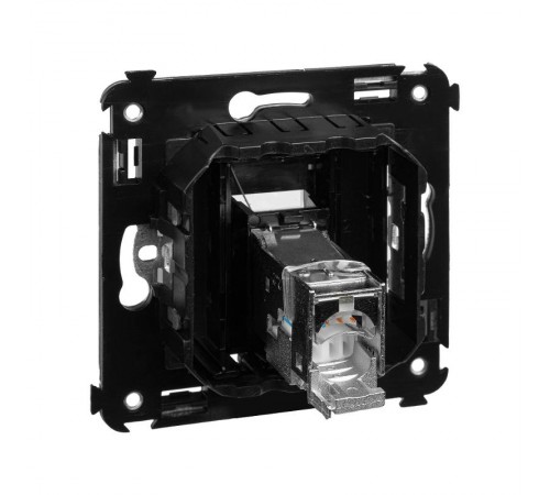 Компьютерная розетка RJ-45 в стену, кат.6 одинарная экранированная, "Avanti", "Черный квадрат"  4402393  DKC