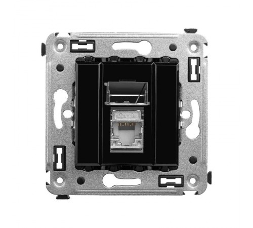 Компьютерная розетка RJ-45 в стену, кат.6 одинарная экранированная, "Avanti", "Черный квадрат"  4402393  DKC