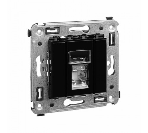 Компьютерная розетка RJ-45 в стену, кат.6 одинарная экранированная, "Avanti", "Черный квадрат"  4402393  DKC