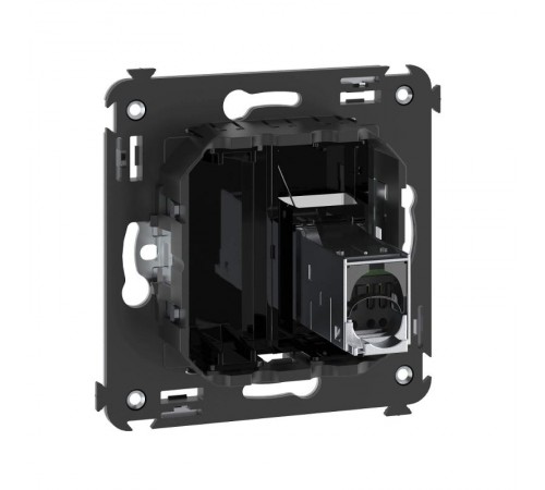 Компьютерная розетка RJ-45 в стену, кат.6 одинарная экранированная, "Avanti", "Черный квадрат"  4402393  DKC