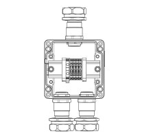 Взрывозащищенная клеммная коробка из полиэстера TBE-P-03-(4xCBC.4-1xTEO.4)-2xKAEPM3MHK-26(A)-1xKAEPM3MHK-26(C)1Ex e IIC Т5 Gb / Extb IIIC T95°C Db IP6