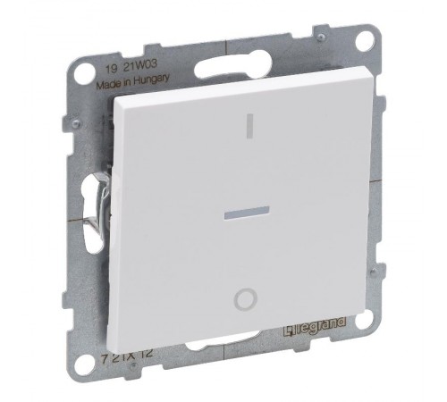 SUNO Выключатель двухполюсный 16АХ 250В с индикацией. Винтовые зажимы. Цвет "Белый"  721112  Legrand