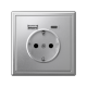 ArtGallery Алюминий Розетка 16А с 2 USB A+C, 5В/2,4А/3,0А, 2х5В/1,5А, механизм  GAL000332  SE