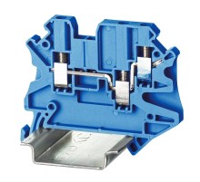 Клемма проходная, винтовой зажим, 3 точки подключения, 2.5 кв.мм, синяя  TUR-2.5-TWIN-BU  DKC