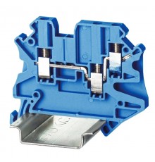 Клемма проходная, винтовой зажим, 3 точки подключения, 2.5 кв.мм, синяя  TUR-2.5-TWIN-BU  DKC