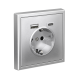 ArtGallery Алюминий Розетка 16А с 2 USB A+C, 5В/2,4А/3,0А, 2х5В/1,5А, механизм  GAL000332  SE