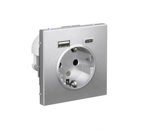 ArtGallery Алюминий Розетка 16А с 2 USB A+C, 5В/2,4А/3,0А, 2х5В/1,5А, механизм  GAL000332  SE