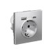 ArtGallery Алюминий Розетка 16А с 2 USB A+C, 5В/2,4А/3,0А, 2х5В/1,5А, механизм  GAL000332  SE