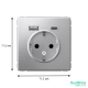 ArtGallery Алюминий Розетка 16А с 2 USB A+C, 5В/2,4А/3,0А, 2х5В/1,5А, механизм  GAL000332  SE
