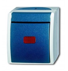 Переключатель 1-клавишный, контрольный, IP44, для открытого монтажа, серия ocean, цвет серый/сине-зелёный  1085-0-1636   2CKA001085A1636  ABB