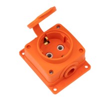 Розетка (колодка) влагозащищенная с крышкой 1 гнездо COMPACT, с/3, 16А, IP54, каучук, оранжевая  111-225  REXANT