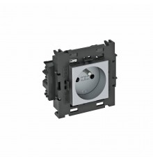 Розетка одинарная 0° Modul45connect франц. стандарт, 250 В, 16A (серебристый) (STD-F0C8 AL1)  6120612  OBO Bettermann
