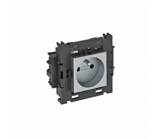 Розетка одинарная 0° Modul45connect франц. стандарт, 250 В, 16A (серебристый) (STD-F0C8 AL1)  6120612  OBO Bettermann