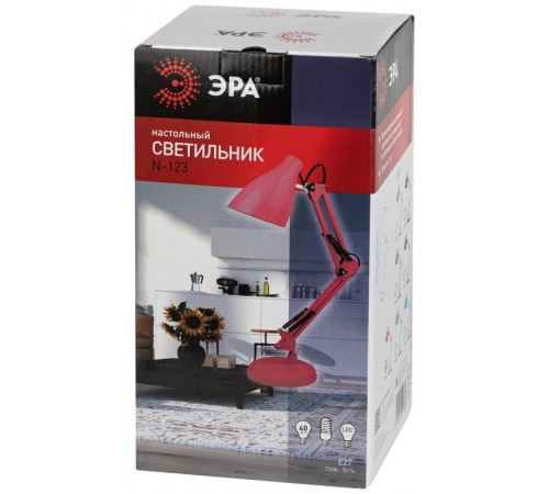 Настольный светильник N-123-E27-40W-P Е27 с основанием розовый  Б0052757  ЭРА