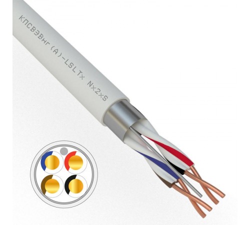 Кабель для пожарной сигнализации REXANT КПСВЭВнг(А)-LSLTx 2x2x0,75 мм, бухта 200 м 01-4876-1  REXANT