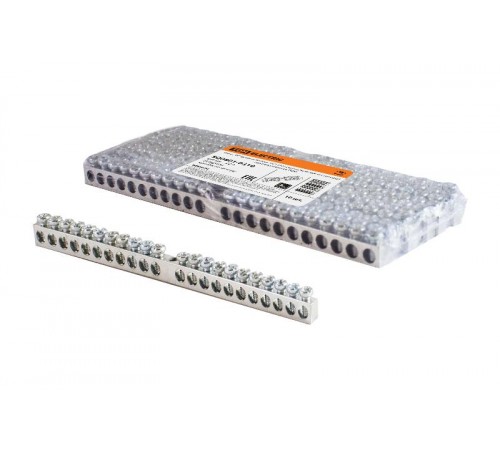 Шина "N" нулевая 6х9мм 22/1 (22 группы/крепеж по центру) никелированная  SQ0801-0310  TDM