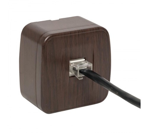 Розетка RJ-45 1-местная ОП Минск, 1А, 120В, тёмное дерево EKF  EGK01-035-40  EKF