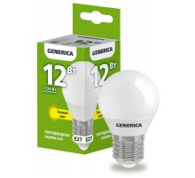 Лампа светодиодная G45 шар 12Вт 230В 3000К E27   LL-G45-12-230-30-E27-G  GENERICA