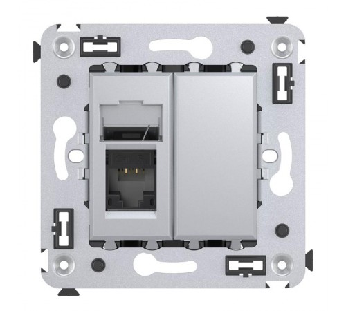 Компьютерная розетка RJ-45 в стену, кат.5e одинарная,"Avanti","Закаленная сталь"  4404463  DKC