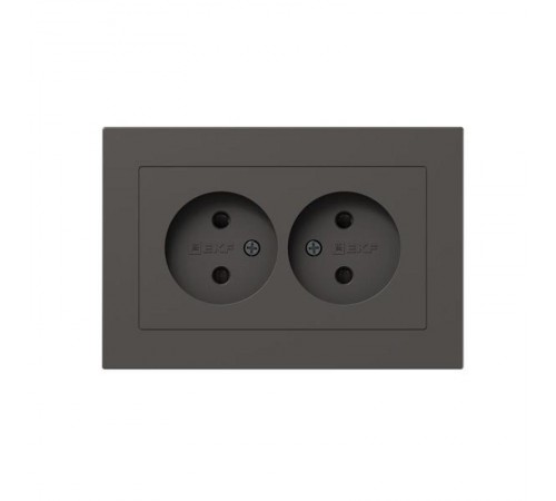 Механизм розетки двойной, 16А, без заземления, со шторками, с рамкой, мокко Эпика  UP1-SOM-201 EKF