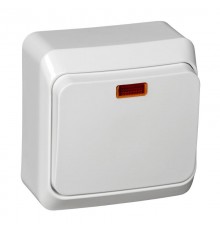 Этюд Белый О/У Выключатель 1-клавишный с подсветкой  BA10-005B  SE