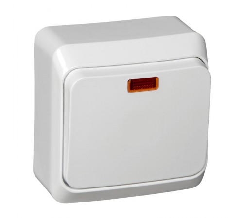 Этюд Белый О/У Выключатель 1-клавишный с подсветкой  BA10-005B  SE