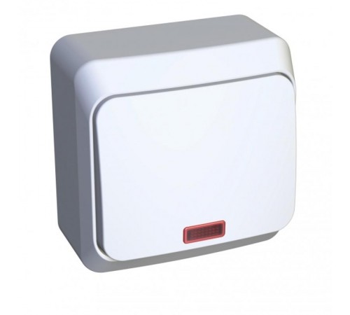 Этюд Белый О/У Выключатель 1-клавишный с подсветкой  BA10-005B  SE