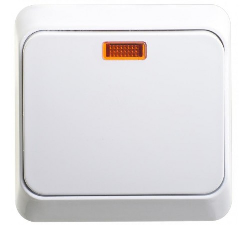 Этюд Белый О/У Выключатель 1-клавишный с подсветкой  BA10-005B  SE