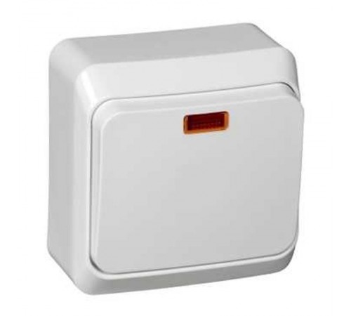 Этюд Белый О/У Выключатель 1-клавишный с подсветкой  BA10-005B  SE