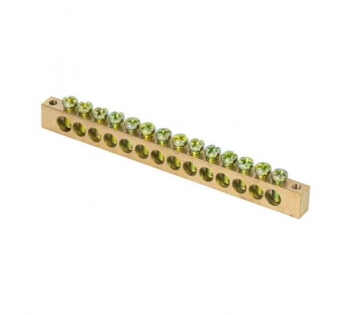 Шина "0" (8х12мм.) 125А 14 отверстий крепеж по краям латунь EKF PROxima  sn0-125-14-k  EKF