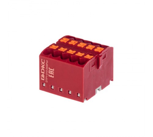 Блок распределительный, зажим push-in, 10 точек подключения 2,5 кв.мм, красный  DTP1-010-04SPUR  DKC