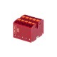 Блок распределительный, зажим push-in, 10 точек подключения 2,5 кв.мм, красный  DTP1-010-04SPUR  DKC