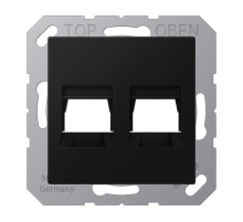 Kрышка для 2-х разъемов; без видимого винта; подпружиненная шторка; термопласт; черный матовый  A1569-25WESWM  Jung