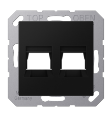 Kрышка для 2-х разъемов; без видимого винта; подпружиненная шторка; термопласт; черный матовый  A1569-25WESWM  Jung