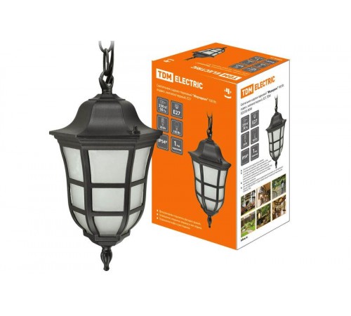 Светильник садово-парковый НСУ Меридиан 100Вт ЛН/КЛЛ/LED Е27 IP54 подвес, матовое/черный  SQ0330-0098  TDM