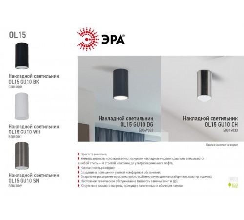 Светильник накладной подсветка OL15 GU10 SN , под GU10 (40/1600)  Б0049049  ЭРА