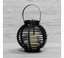 Декоративный фонарь на солнечной батарее 20х20х22 см, черный плетеный корпус, теплый белый цвет свечения  501-143  NEON-NIGHT