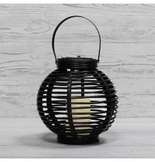 Декоративный фонарь на солнечной батарее 20х20х22 см, черный плетеный корпус, теплый белый цвет свечения  501-143  NEON-NIGHT
